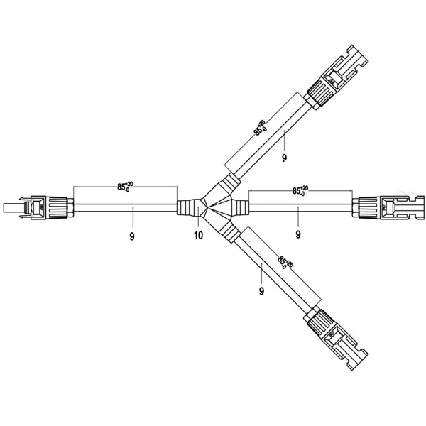 Zlučovacie konektory MC4 1x3 s kabelom - pár