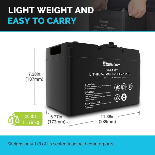 Renogy Smart LiFePO batéria 12,8V/100Ah 