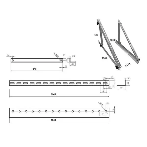 Konštrukcia rovná strecha / fasáda univerzálna nastaviteľná 1040mm